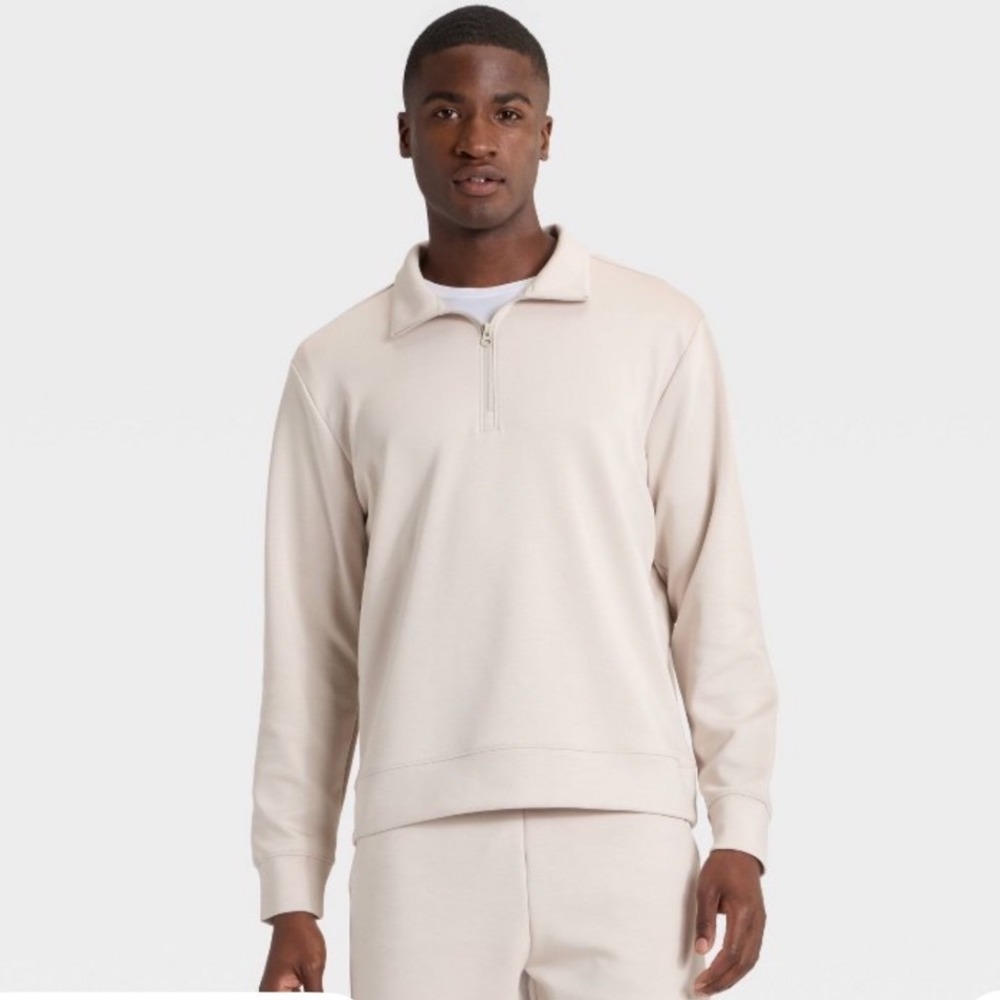All In Motion Mens Sleek Spacer 1/2 Zip Pullover Stone Tan XL NEW 041033909